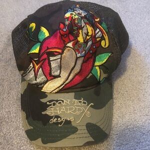 HAT-Ed Hardy Camouflage Hat with Colorful Embroidery